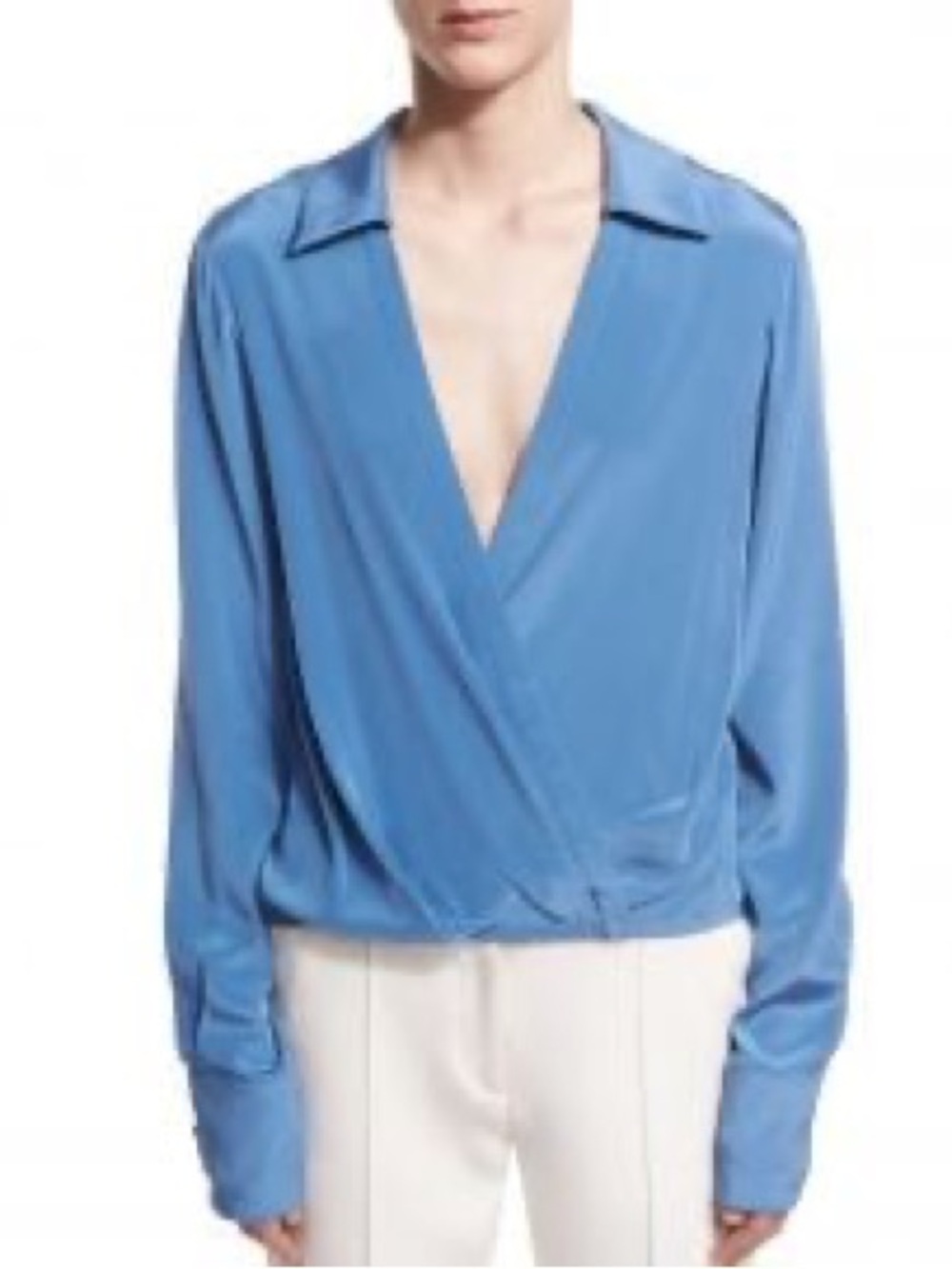 Diane Von Furstenberg Silk Long Sleeve Wrap Top Size 12